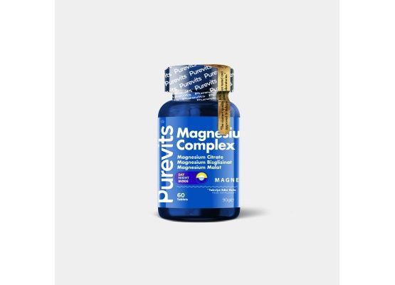 PUREVITS Magnezyum Complex - Sitrat -  Bisglisinat – Malat 200 mg  – 60 Tablet