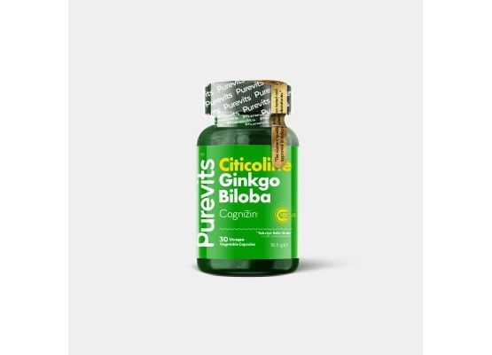 PUREVITS Ginkgo Biloba Citicoline  + Focus - 30 Vegan Kapsül