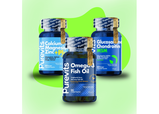 Purevits Kalsiyum - Omega 3 - Glukozamin Set