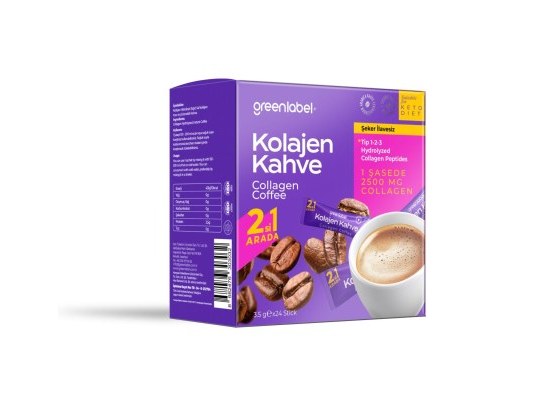 Greenlabel 2si 1 Arada Kolajen Kahve Stick 24’lü (Şeker İlavesiz)